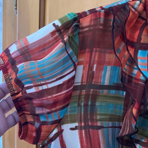 AB Studio orange plaid blouse M - Picture 7 of 9